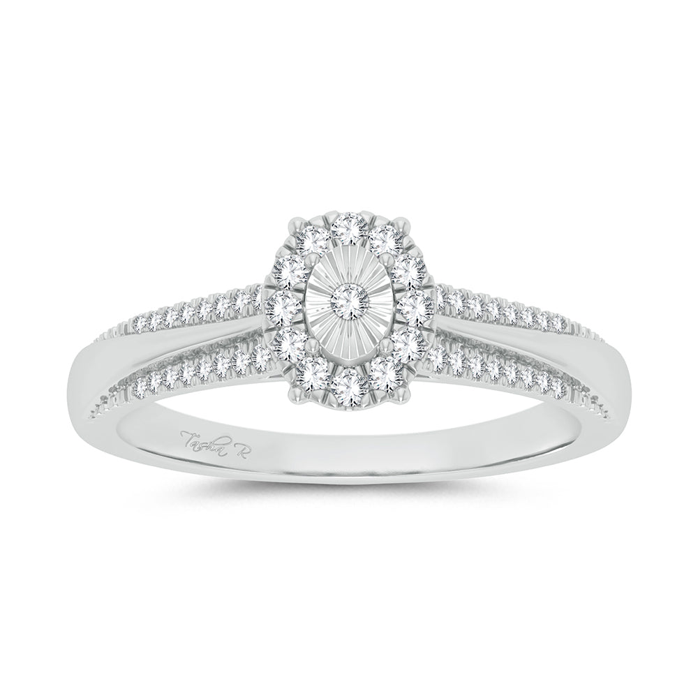 Chic 10k White Gold Diamond Accent Ring for Women