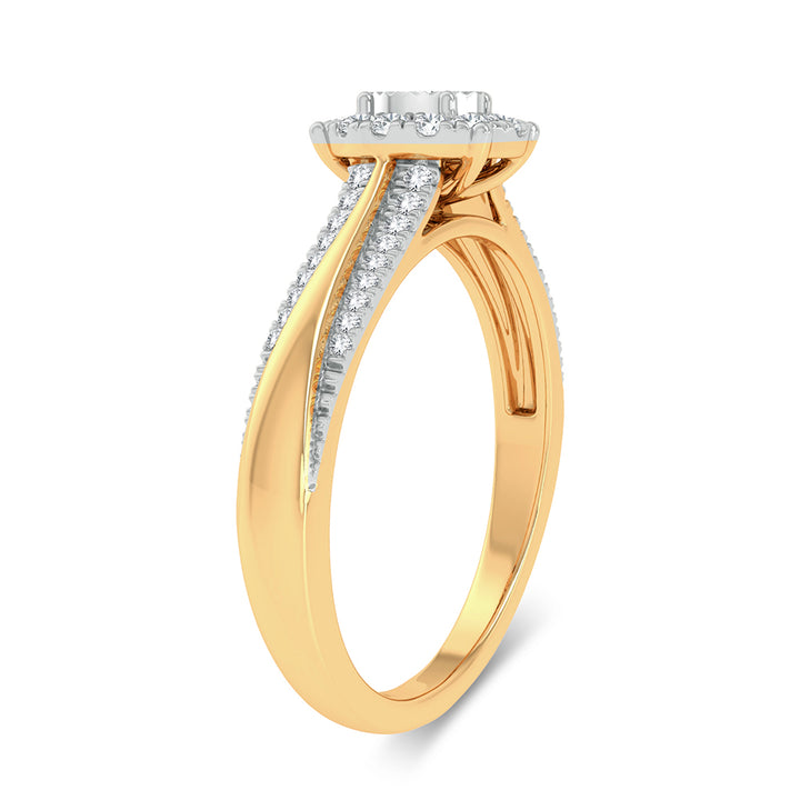 Chic 10k Yellow Gold Lab Diamond Fashion Ring for Women