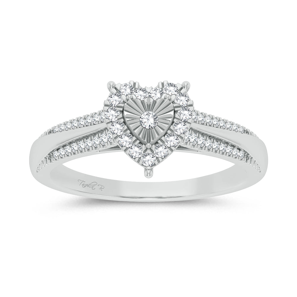 Chic 10k White Gold 0.15ct Diamond Fashion Ring for Her