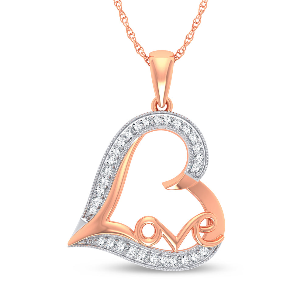 Soft Blush 10k Rose Gold Diamond Pendant for Her