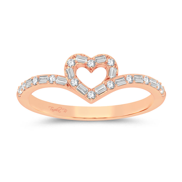 Chic 10k Rose Gold 0.17ct Lab Diamond Womens Ring