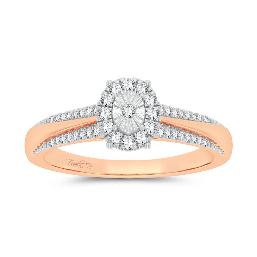 Chic 10k Rose Gold 0.15ct Lab Diamond Womens Fashion Ring