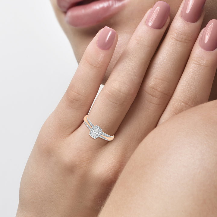 Chic 10k Rose Gold 0.15ct Lab Diamond Womens Fashion Ring