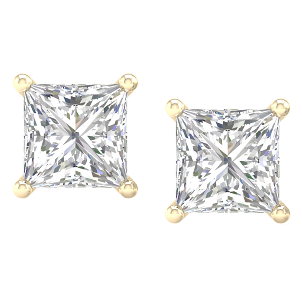 Certified 14K Yellow Gold 2.00CT Lab Diamond Earrings