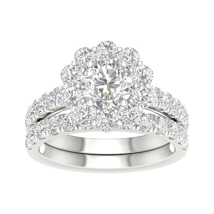 Brilliant 14K White Gold 3CT Lab Grown Diamond Bridal Ring