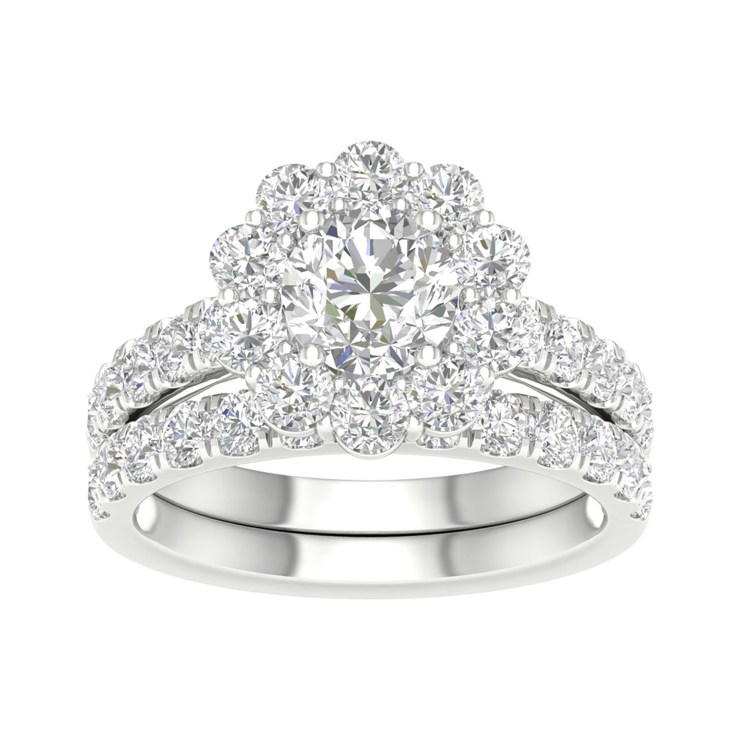 Brilliant 14K White Gold 3CT Lab Grown Diamond Bridal Ring
