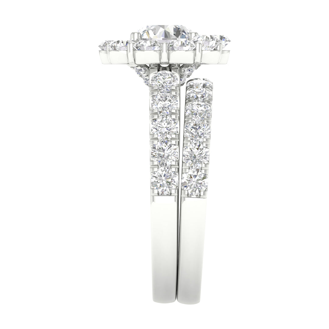 Brilliant 14K White Gold 3CT Lab Grown Diamond Bridal Ring