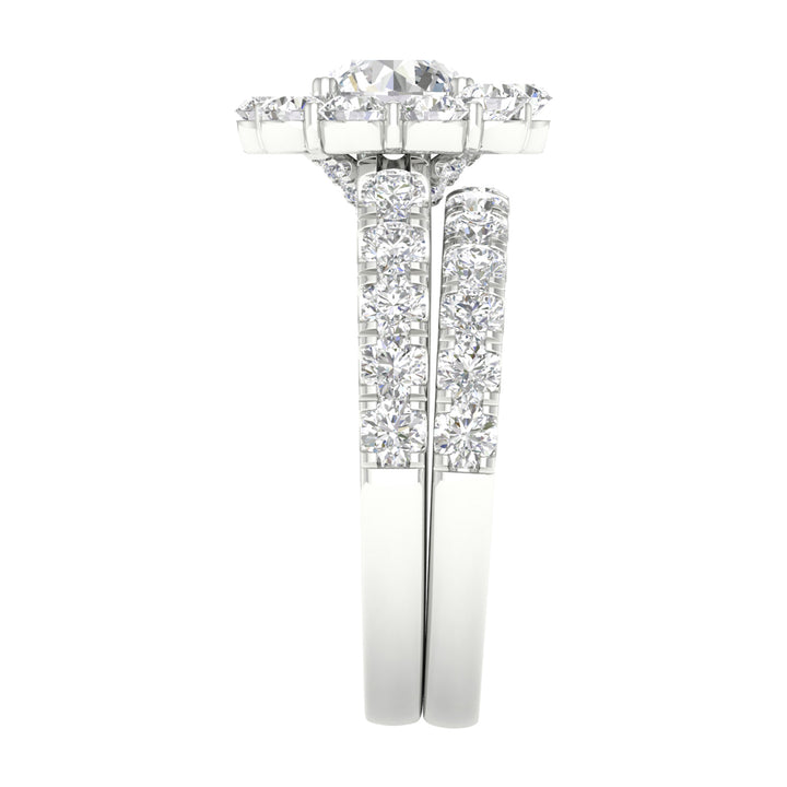 Brilliant 14K White Gold 3CT Lab Grown Diamond Bridal Ring
