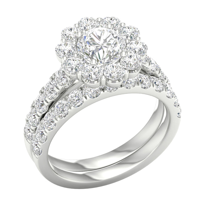 Brilliant 14K White Gold 3CT Lab Grown Diamond Bridal Ring