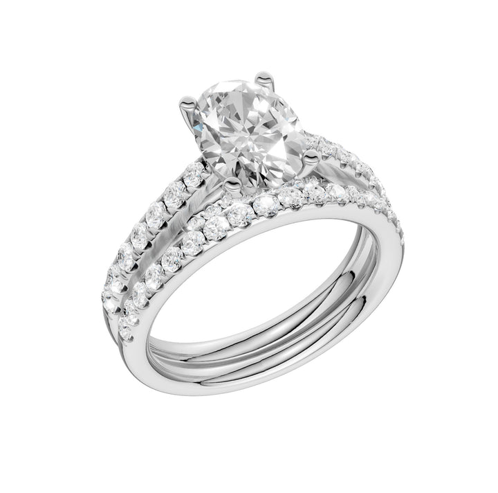 14k White Gold 2.33CT Lab Grown Diamond Bridal Elegance Ring Set