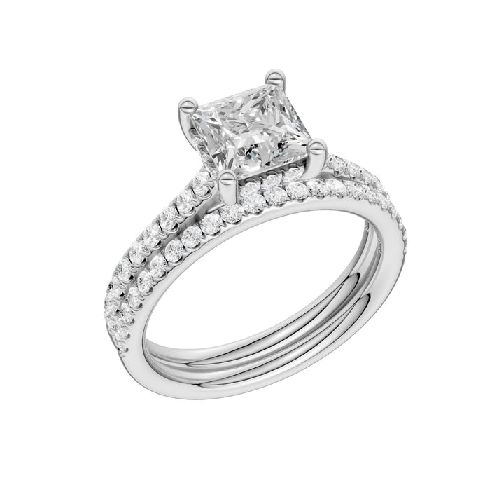 14k White Gold 2.50CT Lab Diamond Bridal Ring Set