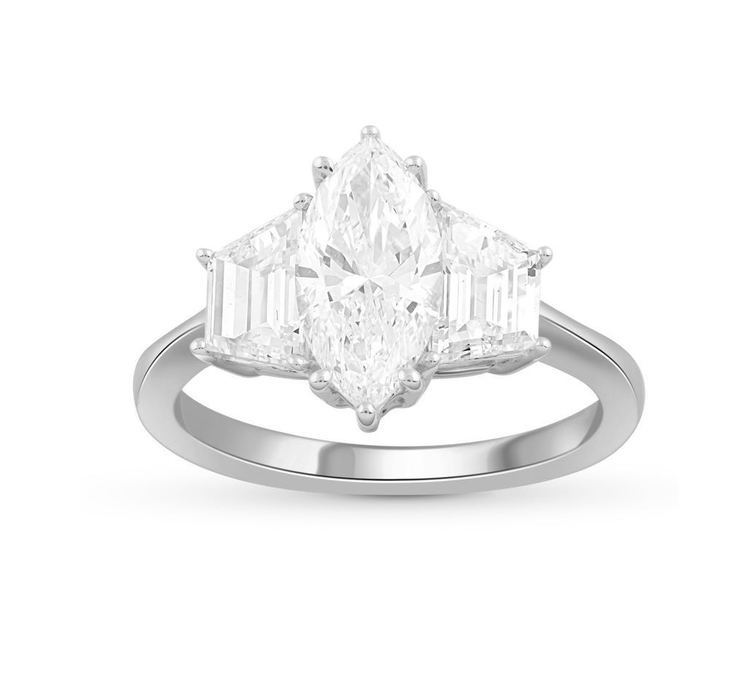 Brilliant 14K White Gold 3.17CT Lab Diamond Engagement Ring