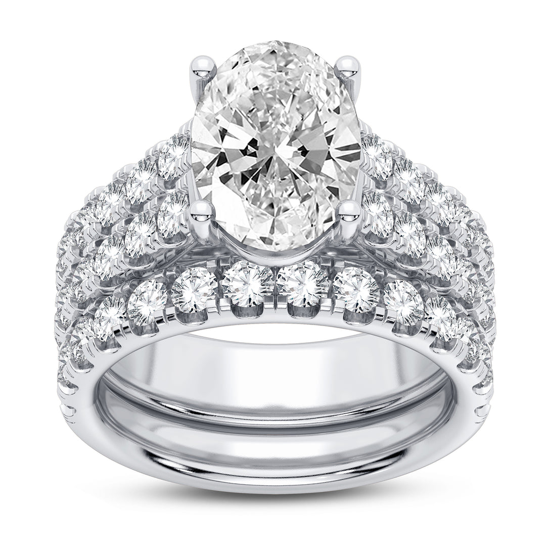 Certified 14K White Gold 5CT Lab Diamond Bridal Ring Set