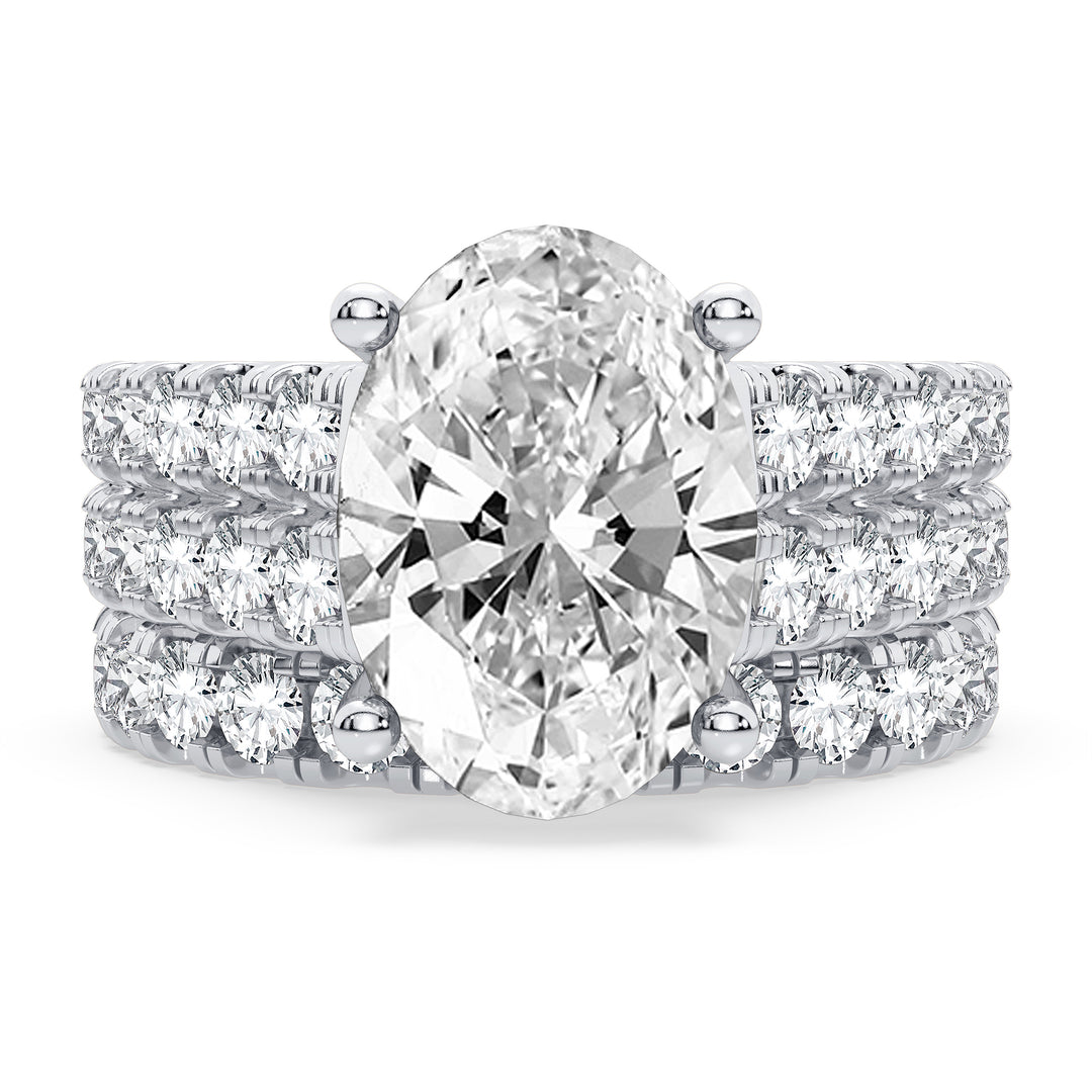 14k White Gold 5CT Lab Diamond Bridal Ring Set Brilliance