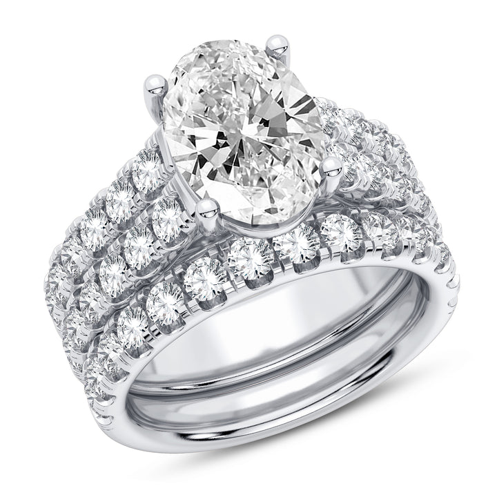 14k White Gold 5CT Lab Diamond Bridal Ring Set Brilliance