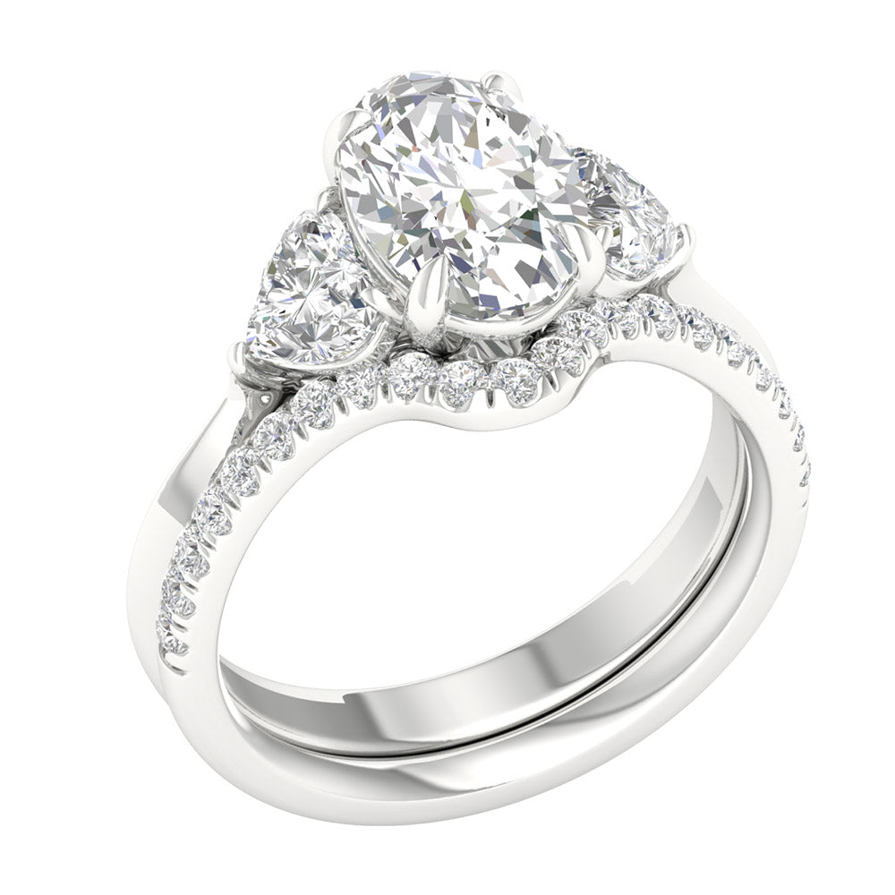 14K White Gold 3.25CT Lab Grown Diamond Bridal Ring Set