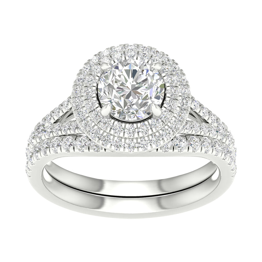 Certified 14K White Gold 1.75CT Lab Diamond Bridal Set