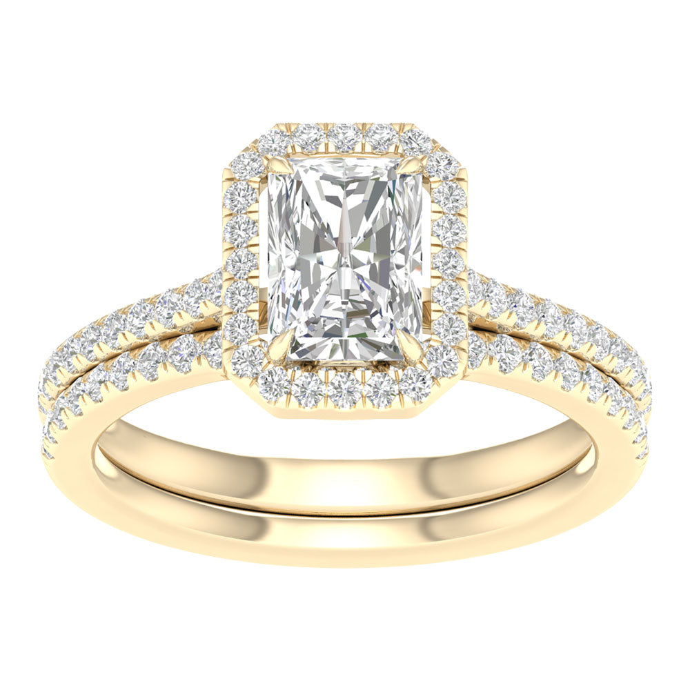 14k Yellow Gold 1.95CT Lab Diamond Bridal Elegance Ring Set