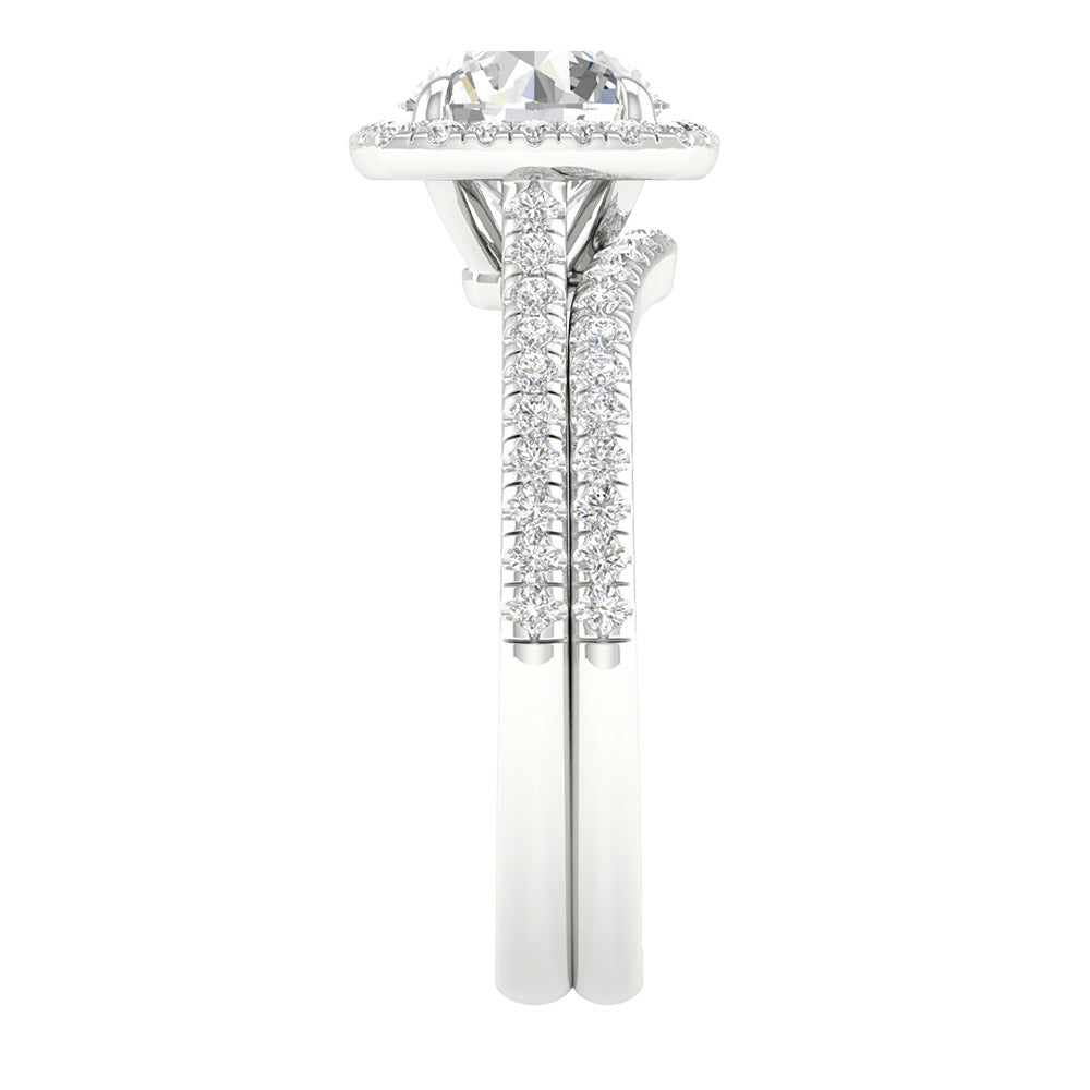 Certified 14K White Gold Lab Diamond Bridal Ring Set