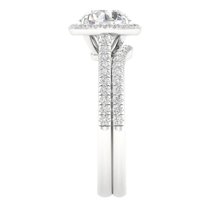 Certified 14K White Gold Lab Diamond Bridal Ring Set