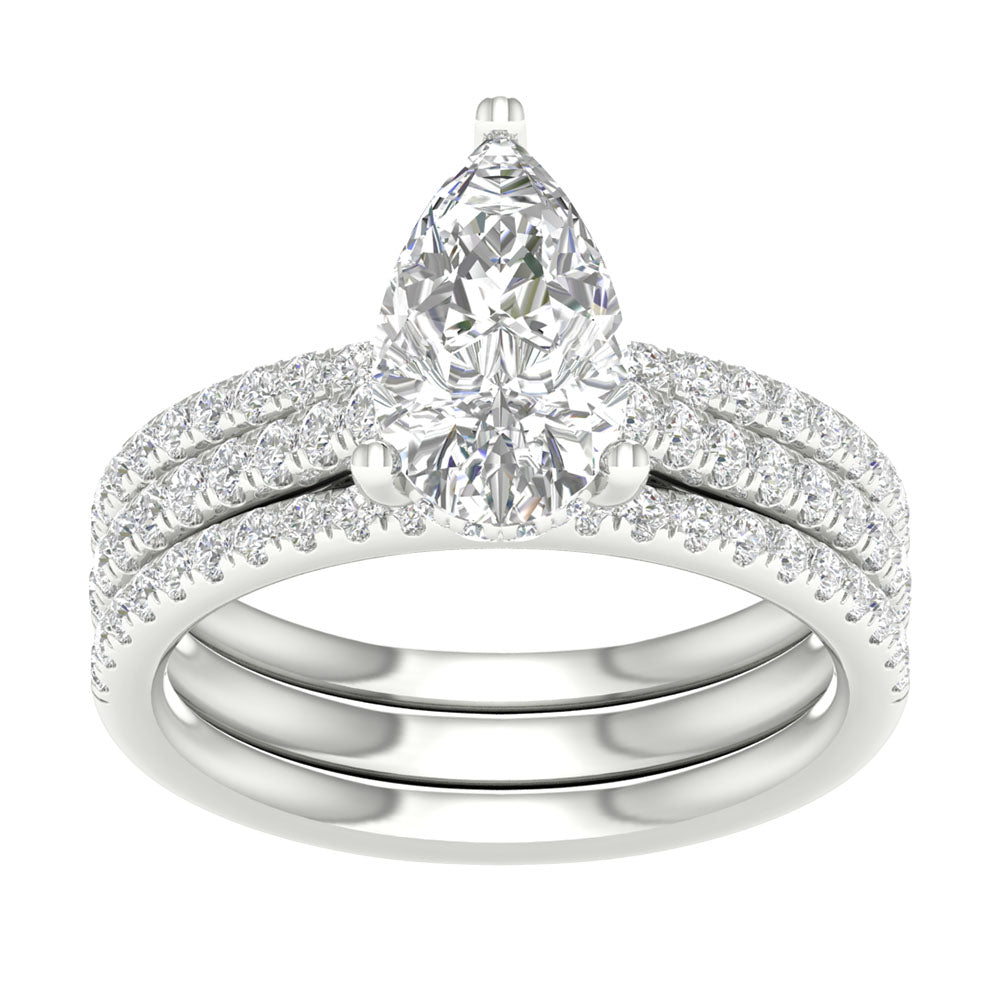 Timeless 14k White Gold Lab Diamond Wedding Ensemble