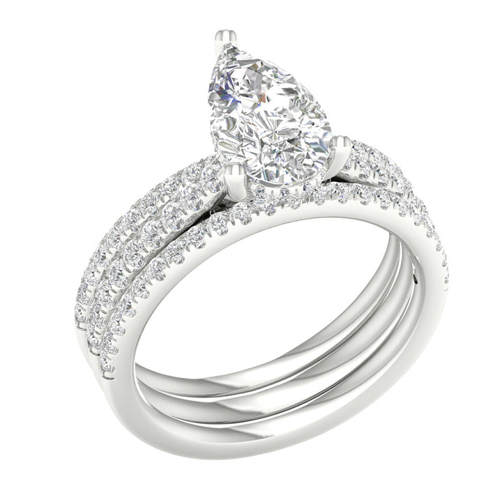 Timeless 14k White Gold Lab Diamond Wedding Ensemble