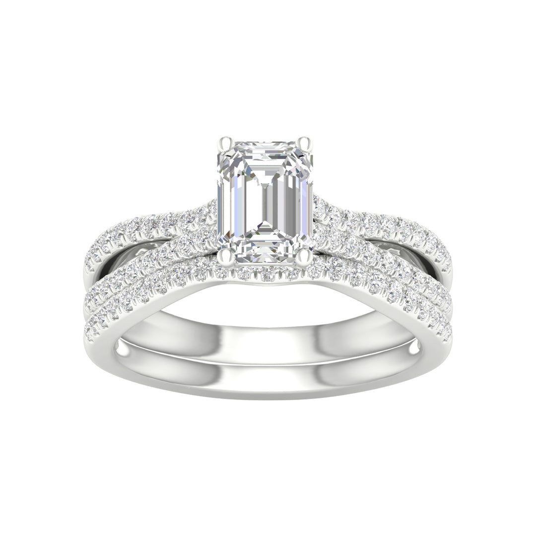 14k White Gold 1.40ct Lab Diamond Bridal Ring Set