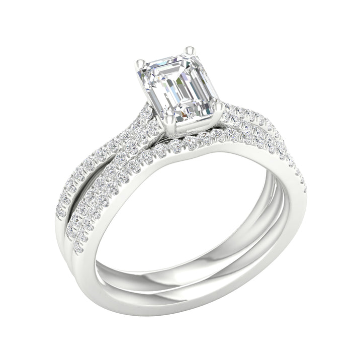14k White Gold 1.40ct Lab Diamond Bridal Ring Set