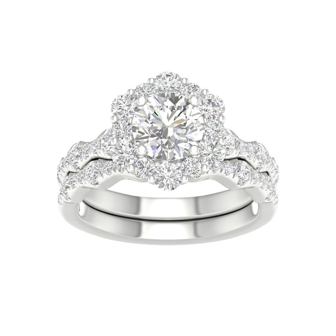 Certified 14k White Gold 2.25CT Lab Diamond Bridal Set