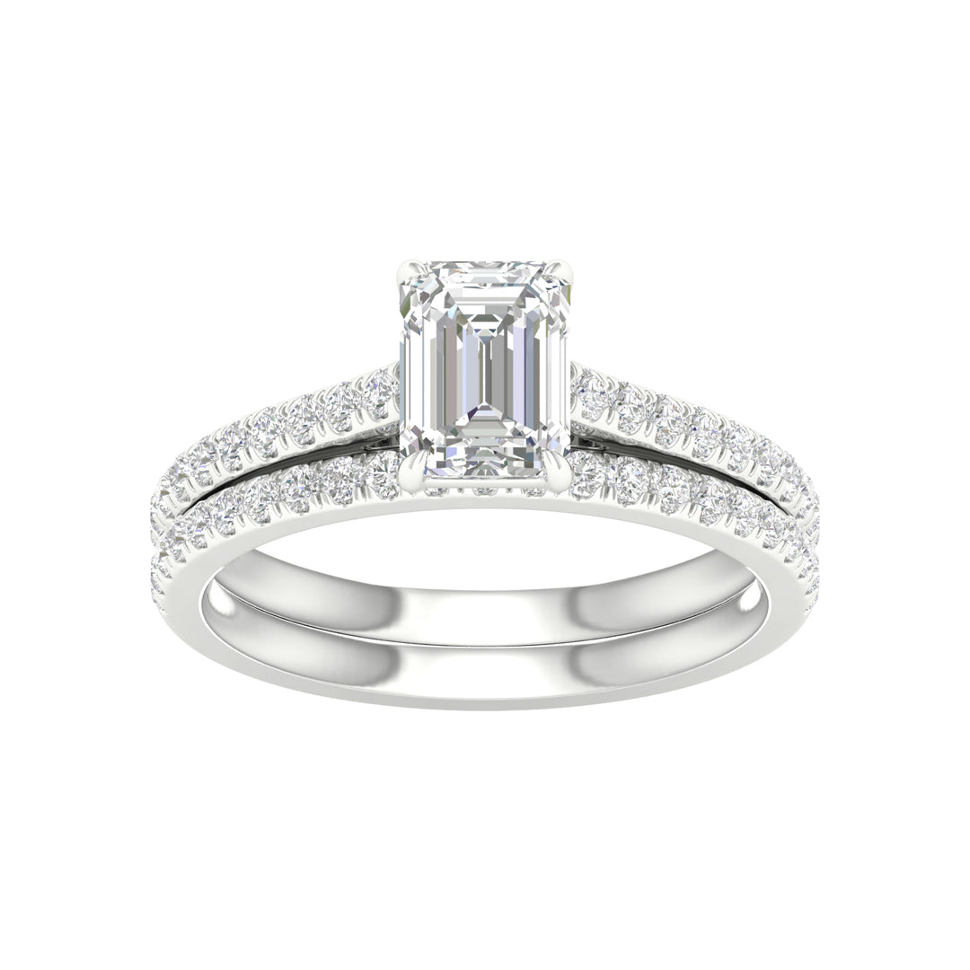 Certified 14K White Gold 1.50CT Lab Diamond Bridal Set