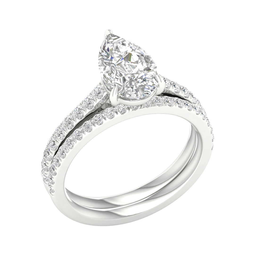 14k White Gold 2.40CT Lab Diamond Bridal Ensemble