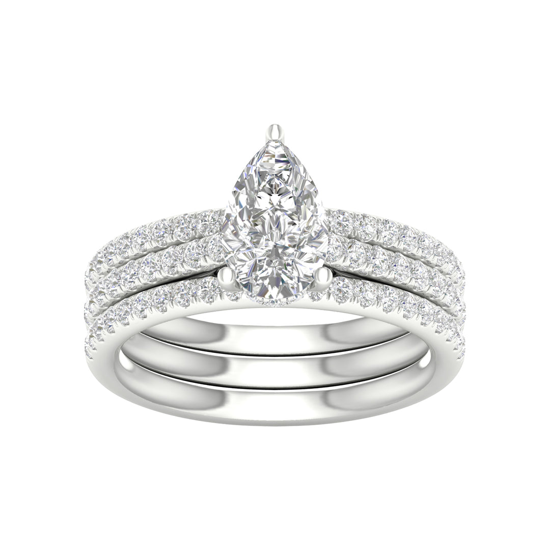 14K White Gold 1.75CT Lab Diamond Bridal Ring Set
