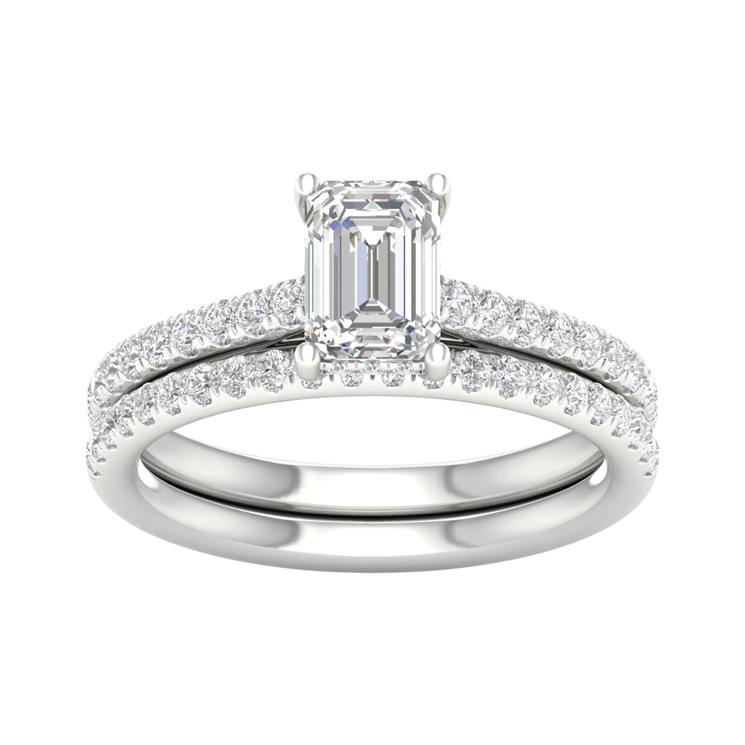 14k White Gold 1.50CT Lab Diamond Bridal Ring Set