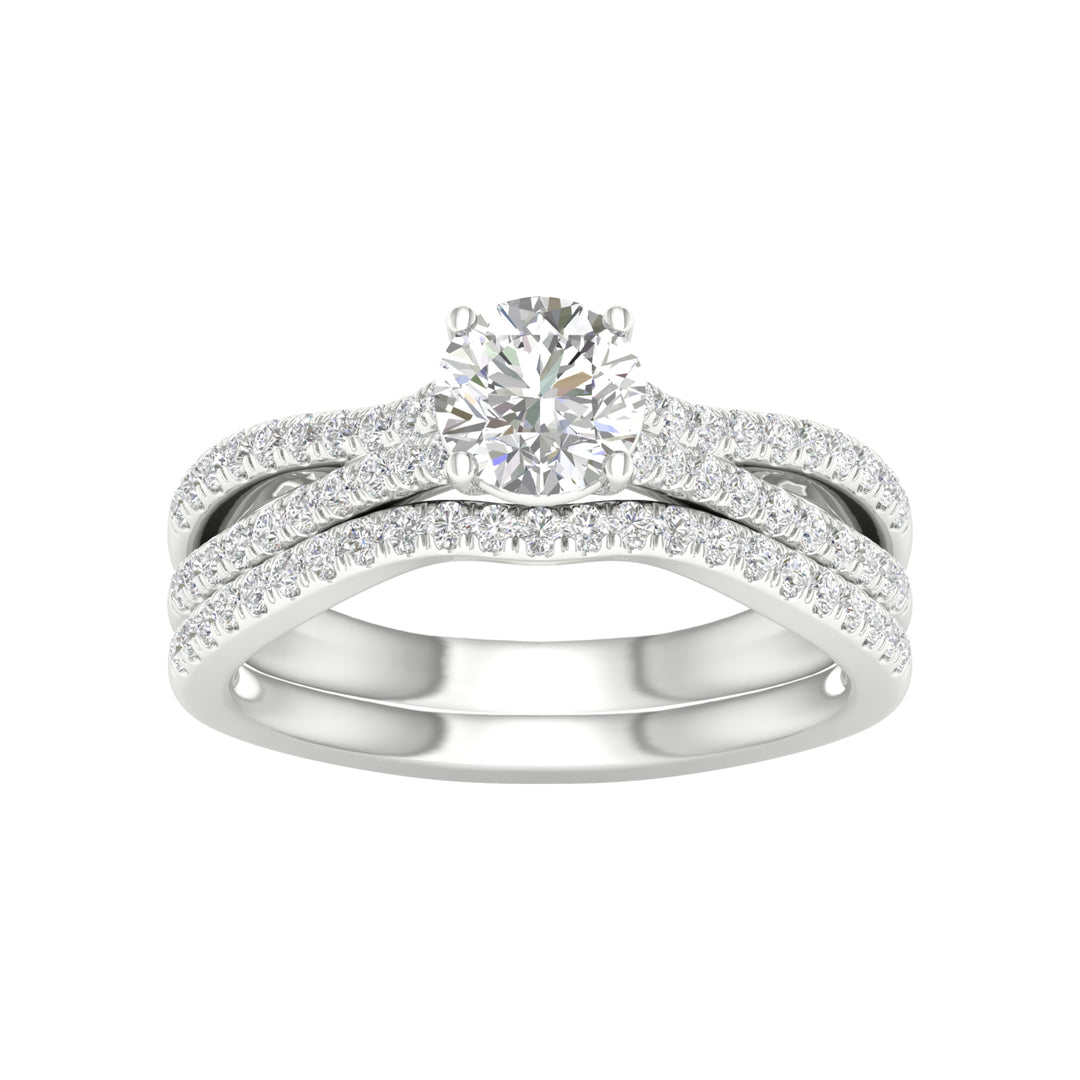 14k White Gold 1.40CT Lab Diamond Bridal Ring Set