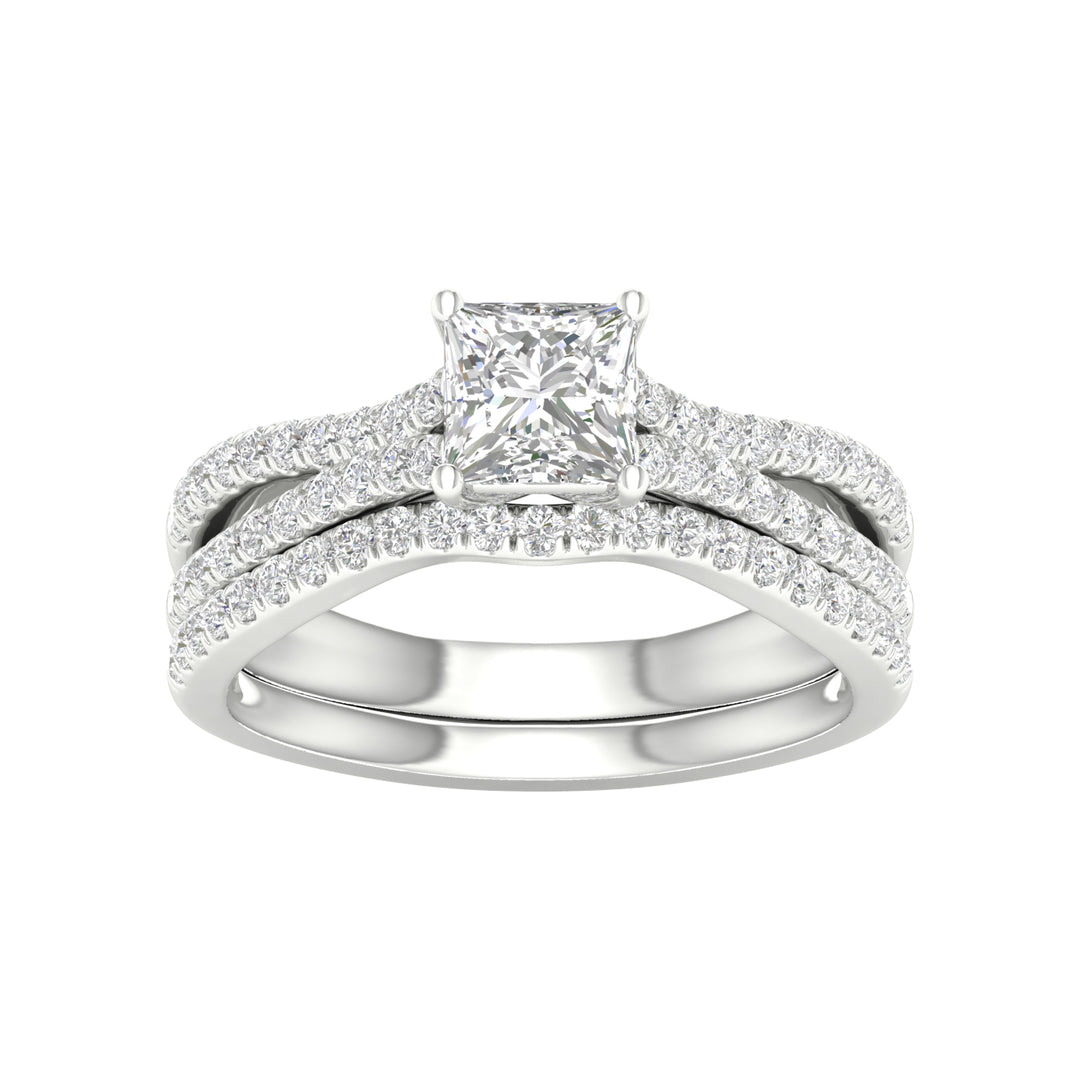 Certified 14K White Gold 1.40CT Lab Diamond Bridal Set