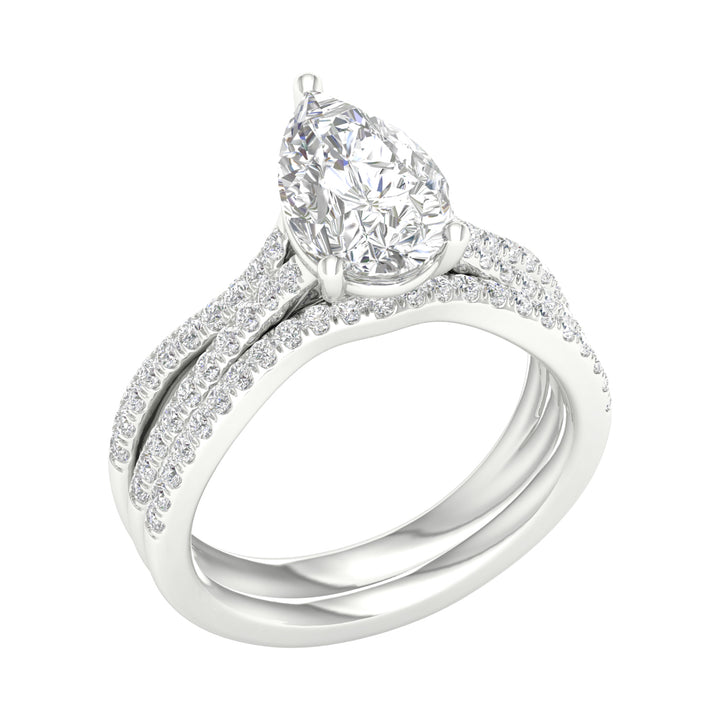 14K White Gold 2.40CT Lab Diamond Bridal Ring Set