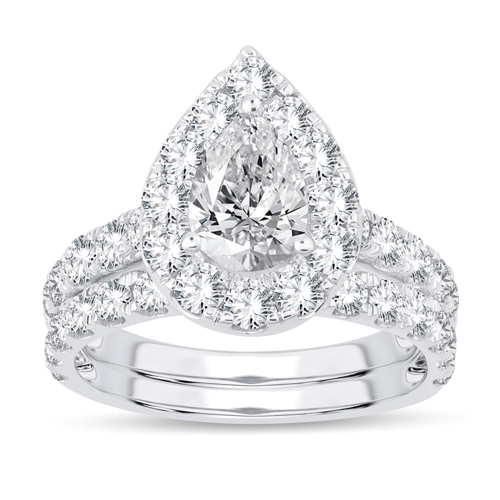 Brilliant 14K White Gold Lab Diamond Bridal Ring Set