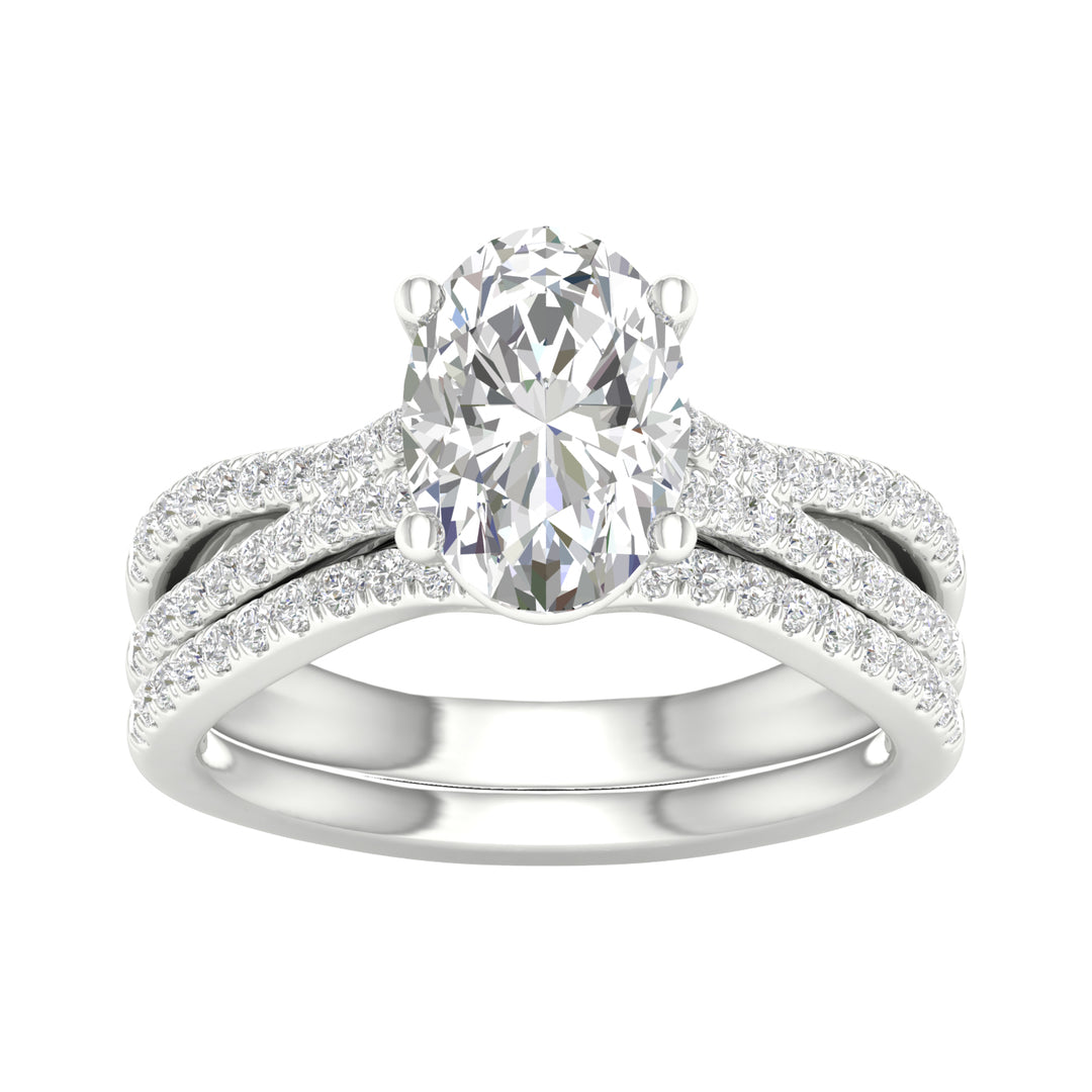 14k White Gold 1.40CT Lab Diamond Bridal Ring Set