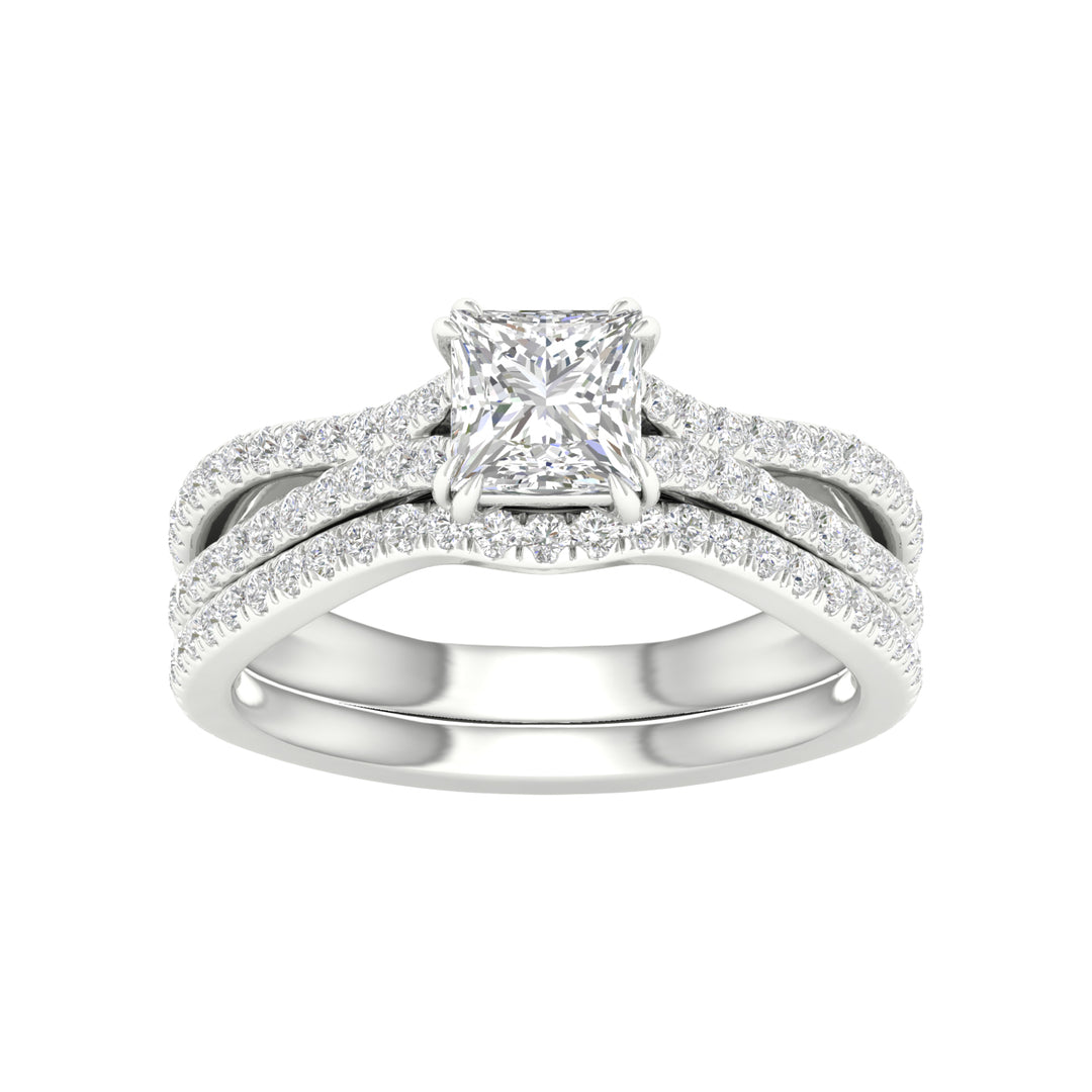 Certified 14K White Gold Lab Diamond Wedding Ensemble