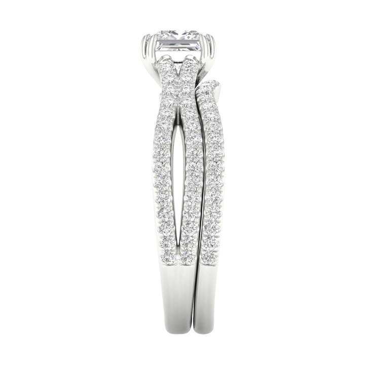 Certified 14K White Gold Lab Diamond Wedding Ensemble