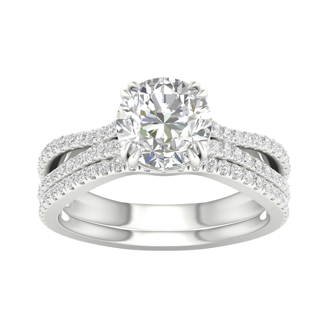 Certified 14K White Gold 2.50CT Lab Diamond Bridal Set