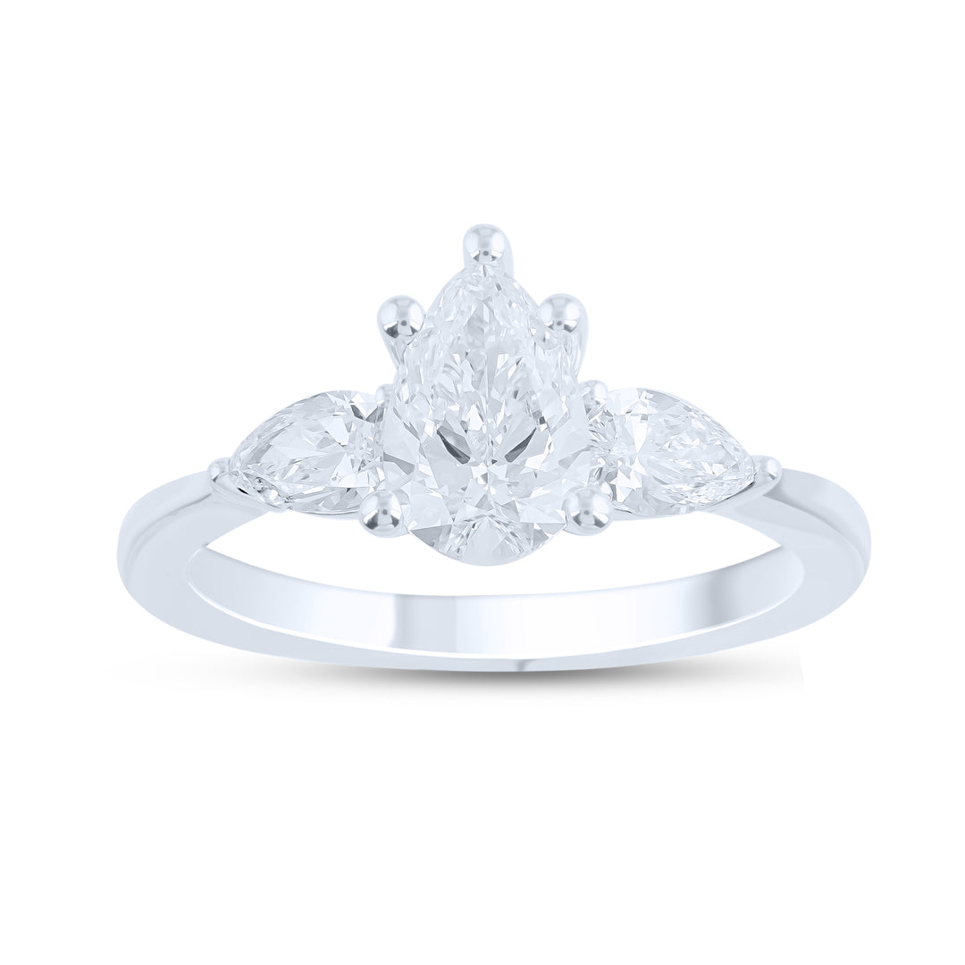 Brilliant 14K White Gold 1.56CT Lab Diamond Engagement Ring