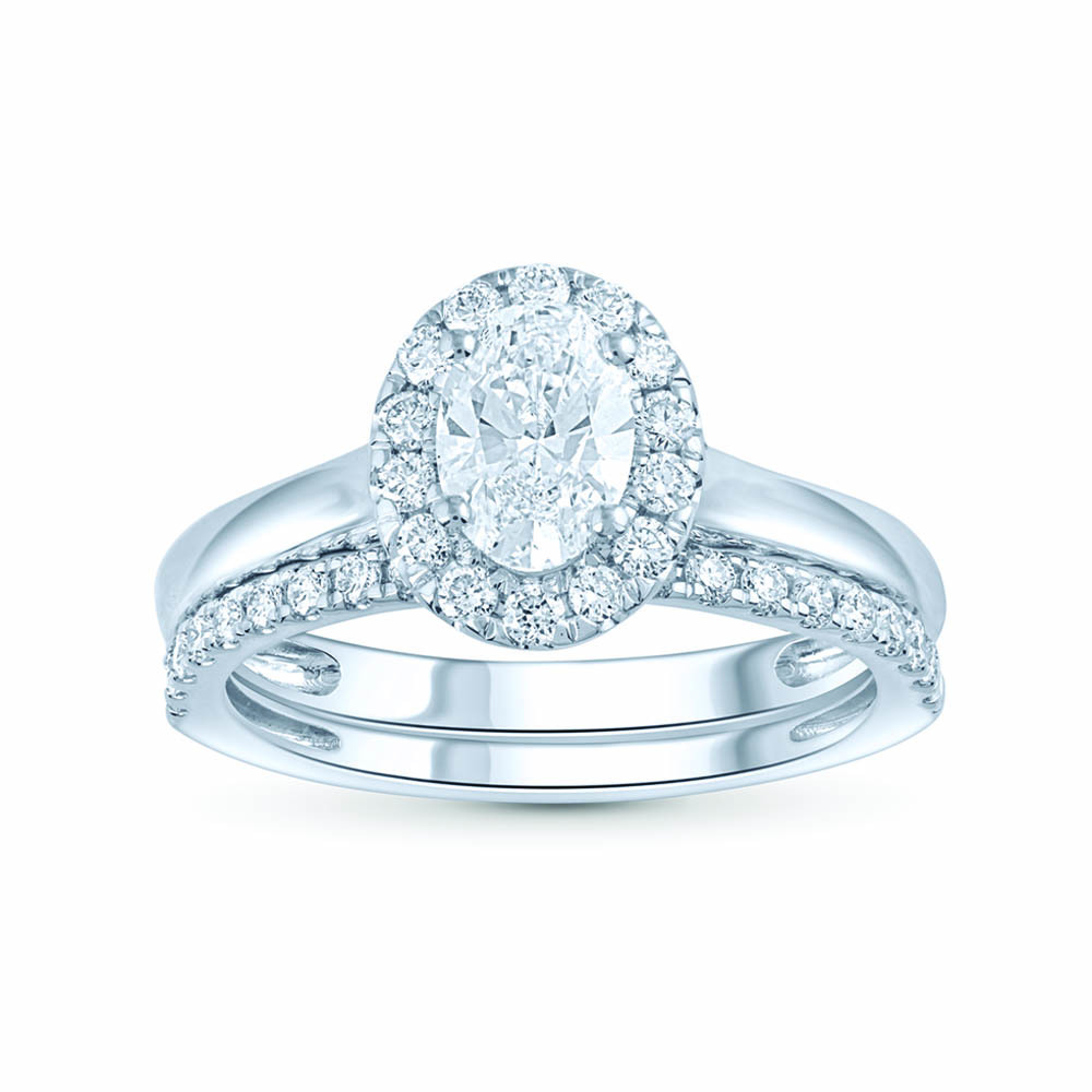 14k White Gold 1.16CT Lab Diamond Bridal Ring Set