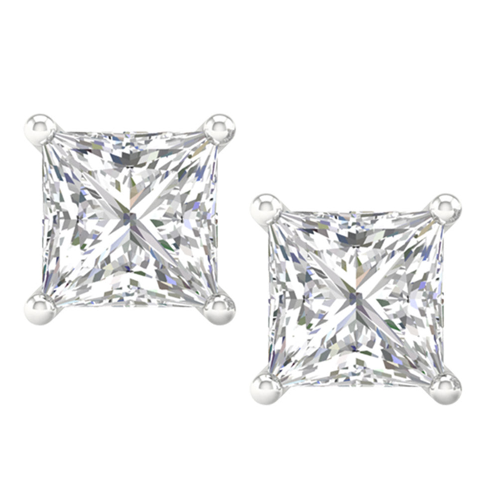 14K White Gold 3ct Lab Diamond Studs - Certified Brilliance