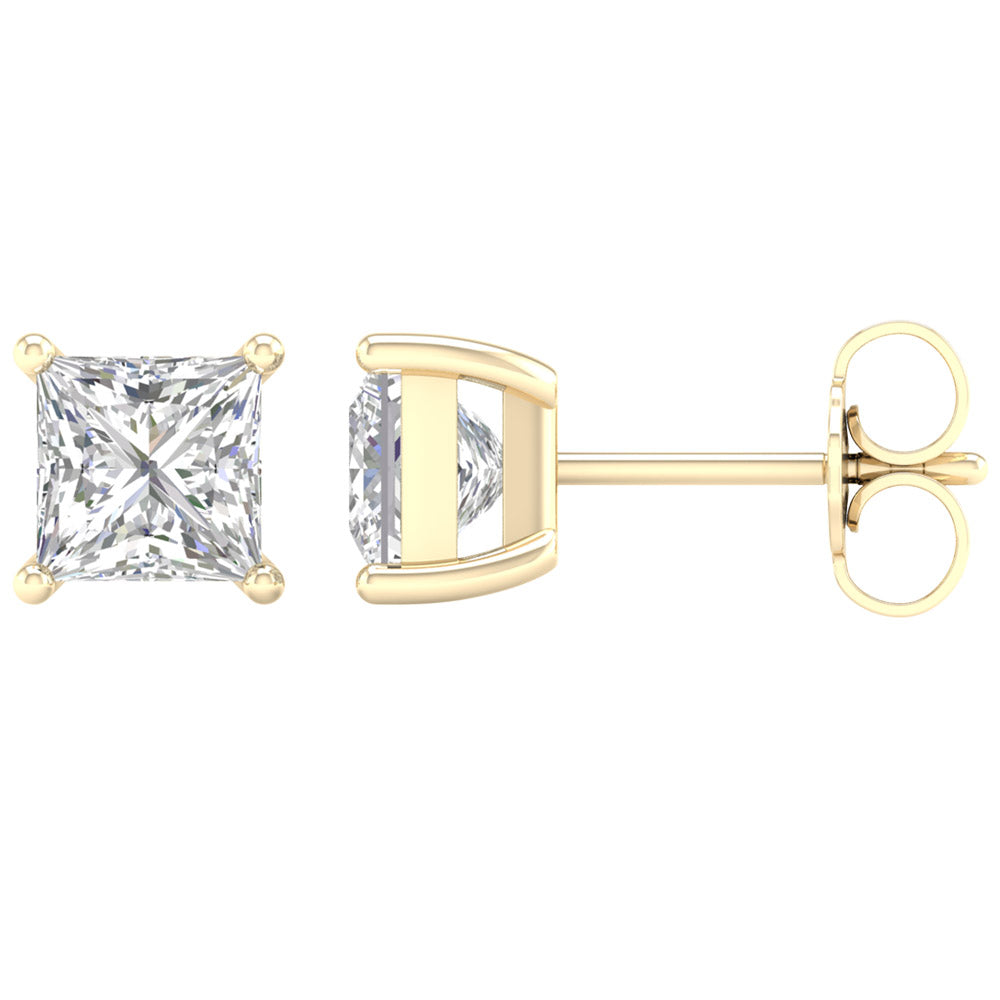 14K Yellow Gold 3ct Lab Grown Diamond Stud Earrings
