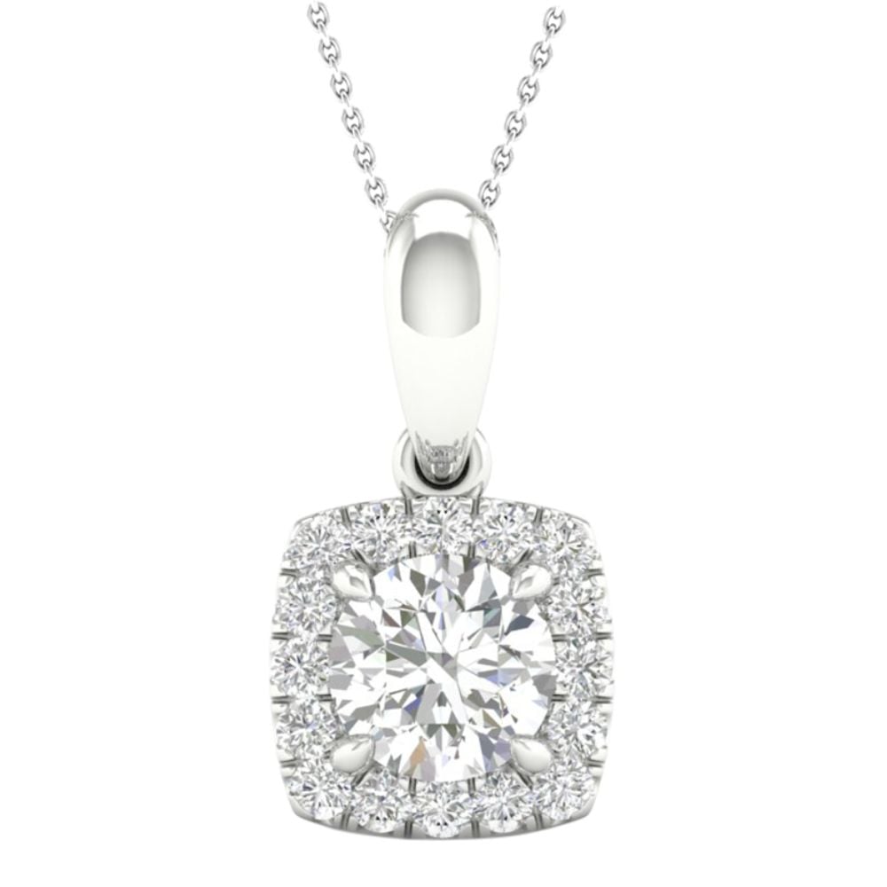 Certified 14K White Gold 1.13CT Lab Diamond Pendant Necklace
