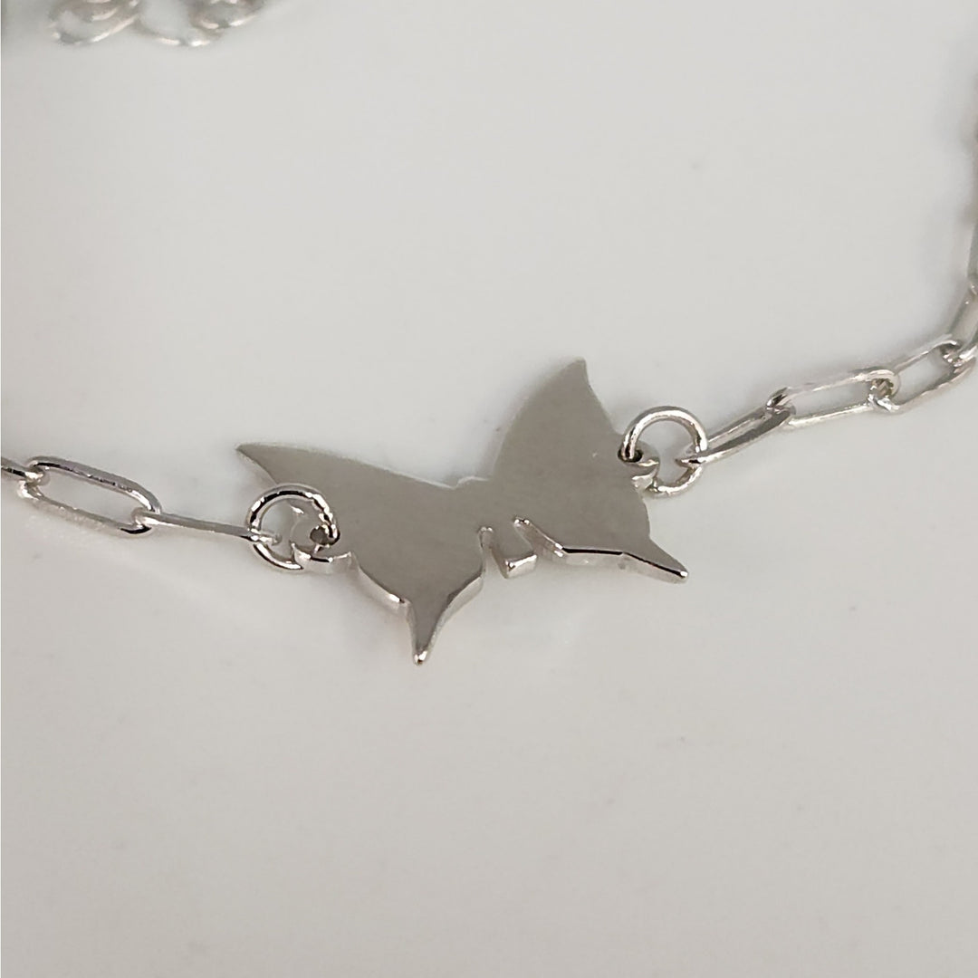 925 Sterling Silver Butterfly Charm Link Bracelet Adjustable Paperclip Chain 8"