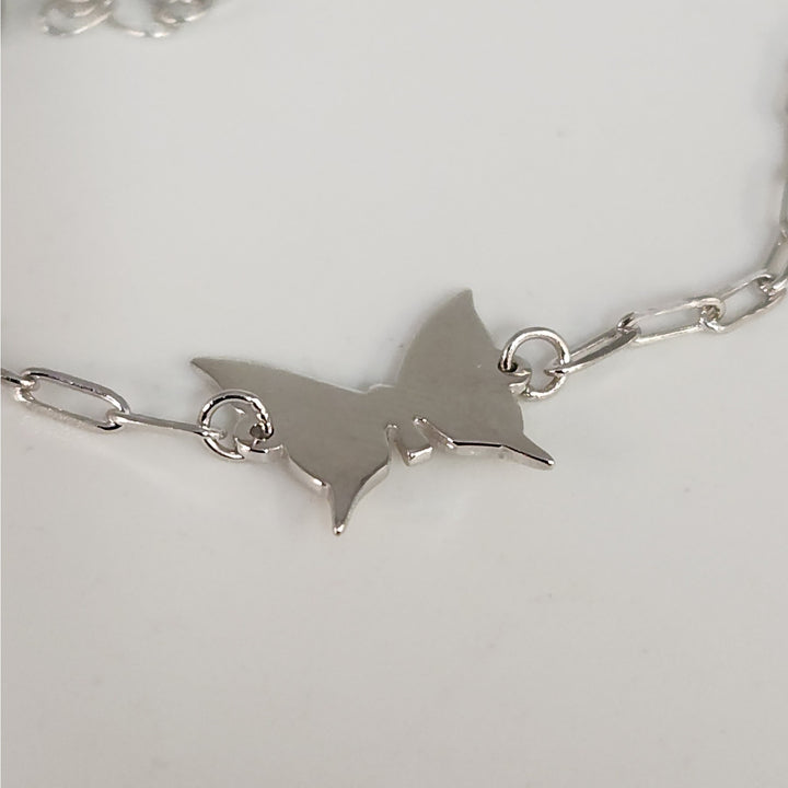 925 Sterling Silver Butterfly Charm Link Bracelet Adjustable Paperclip Chain 8"
