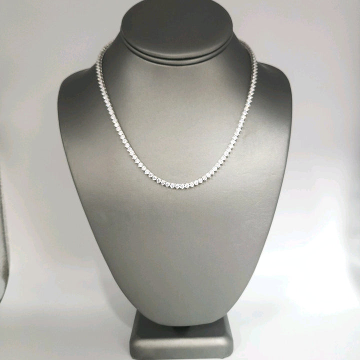 3 Prongs D VVS1 Full Moissanite Tennis Necklace 925 Sterling Silver 17"...