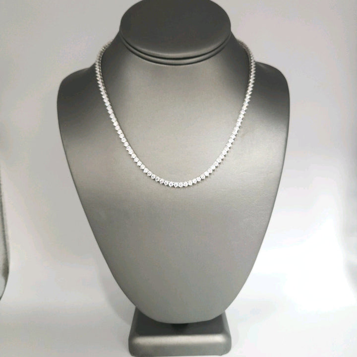 3 Prongs D VVS1 Full Moissanite Tennis Necklace 925 Sterling Silver 17"...